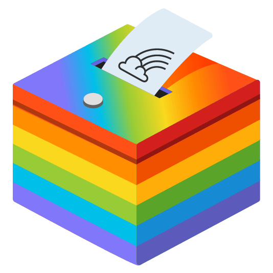 Rainbow and Ballot box with ballot