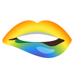 rainbow and biting lip