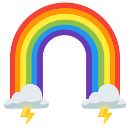 rainbow and cloud with lightning