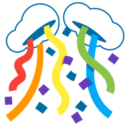 rainbow and confetti ball