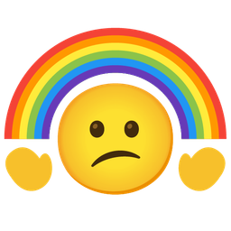 rainbow and confused face