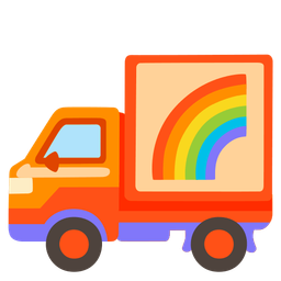 rainbow and delivery truck