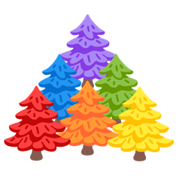 rainbow and evergreen tree