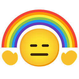 rainbow and expressionless face