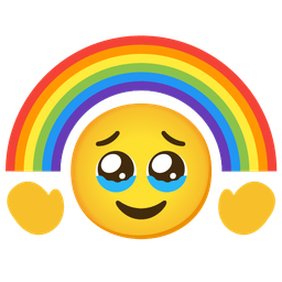 rainbow and face holding back tears