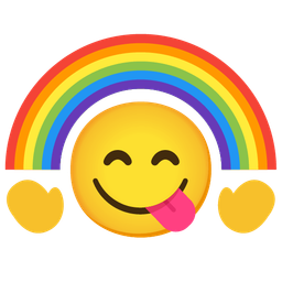 Rainbow and Face savoring food