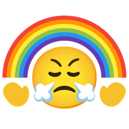 rainbow and face with steam from nose