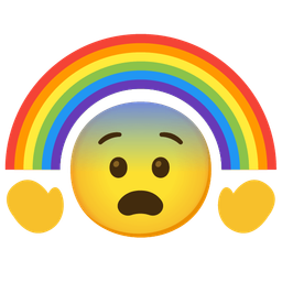 rainbow and fearful face