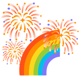 rainbow and fireworks