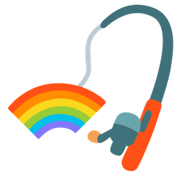 rainbow and fishing pole