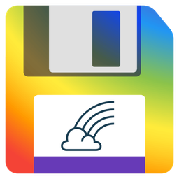 rainbow and floppy disk