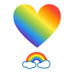 rainbow and heart exclamation