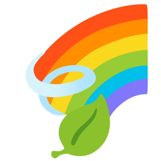 Rainbow and Leaf fluttering in wind