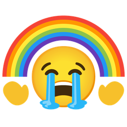 rainbow and loudly crying face