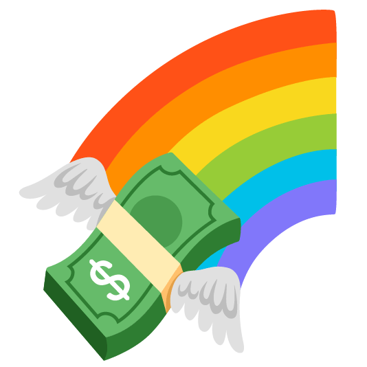 Rainbow and Money with wings