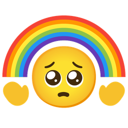 rainbow and pleading face