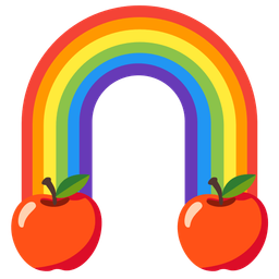 rainbow and red apple