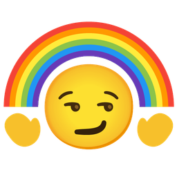 rainbow and smirking face
