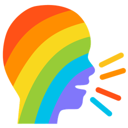 rainbow and speaking head