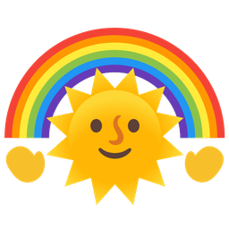 rainbow and sun with face