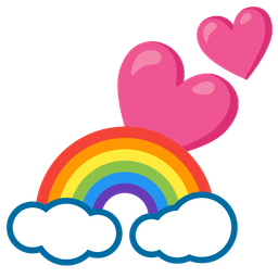 rainbow and two hearts