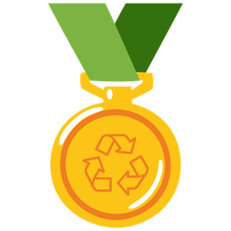 recycling symbol and 1st place medal
