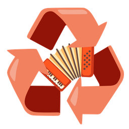 recycling symbol and accordion