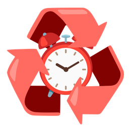 recycling symbol and alarm clock
