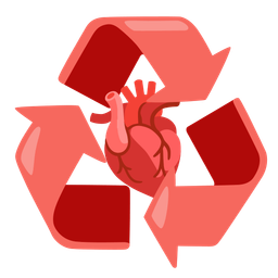 recycling symbol and anatomical heart