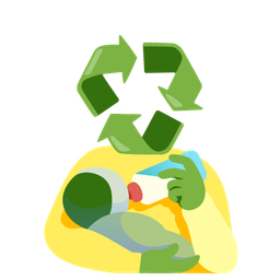 recycling symbol and baby bottle