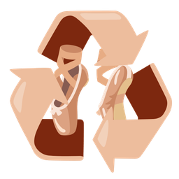 recycling symbol and ballet shoes