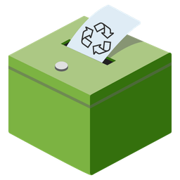 recycling symbol and ballot box with ballot