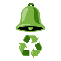 recycling symbol and bell