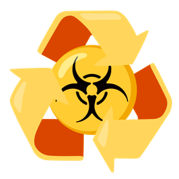 recycling symbol and biohazard