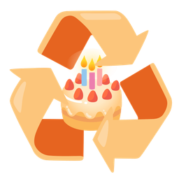 recycling symbol and birthday cake