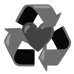 recycling symbol and black heart