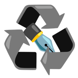 recycling symbol and black nib