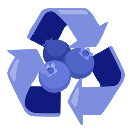 recycling symbol and blueberries