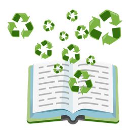 recycling symbol and books