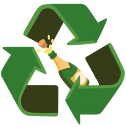 recycling symbol and bottle with popping cork