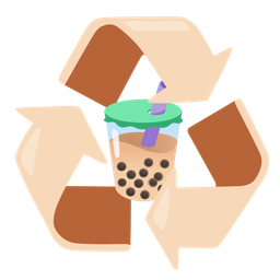 recycling symbol and bubble tea