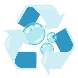 recycling symbol and bubbles