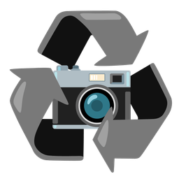 recycling symbol and camera