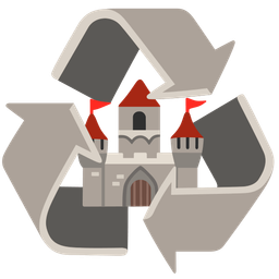 recycling symbol and castle