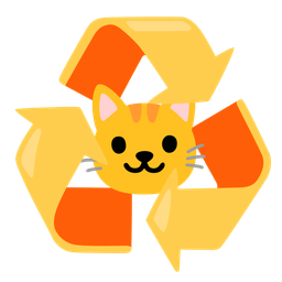 recycling symbol and cat face