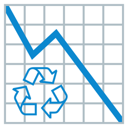 recycling symbol and chart decreasing
