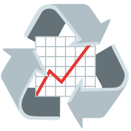 recycling symbol and chart increasing