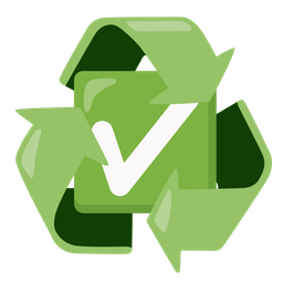 recycling symbol and check mark button