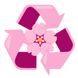 recycling symbol and cherry blossom