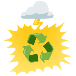 recycling symbol and cloud with lightning